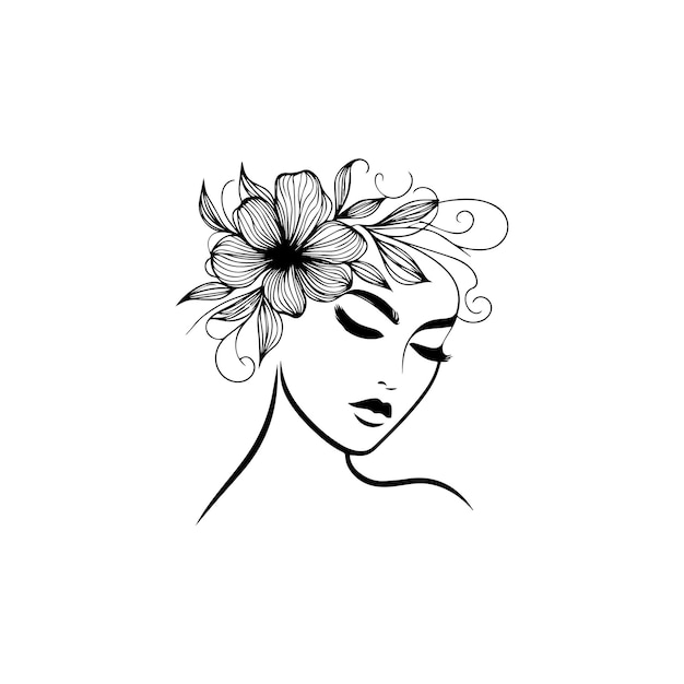 Mujer elegante con una flor en el cabello