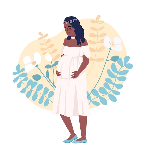 Mujer embarazada consciente 2D vector ilustración aislada