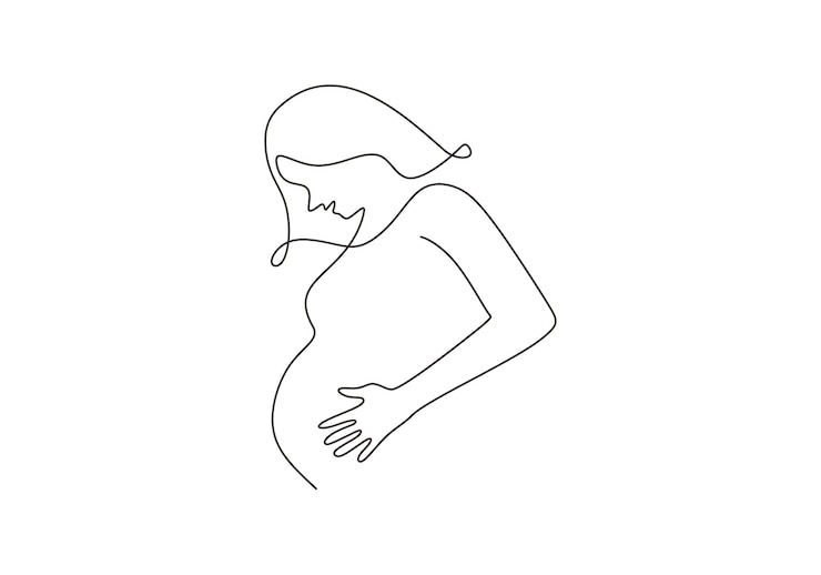 Mujer embarazada un dibujo de línea continua