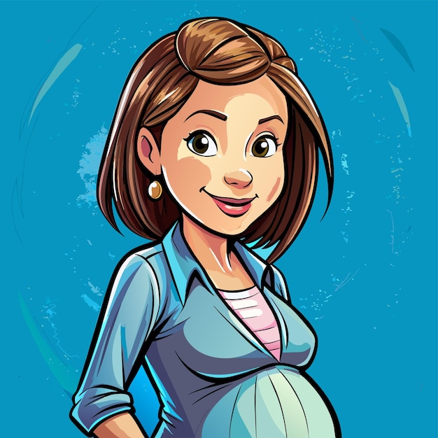 una mujer embarazada con un fondo azul que dice embarazada
