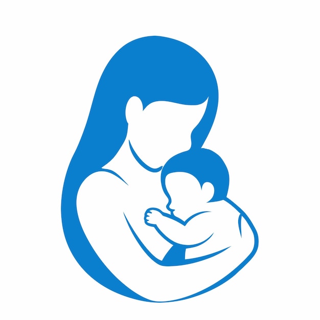 una mujer embarazada con un logotipo azul y blanco que dice madre