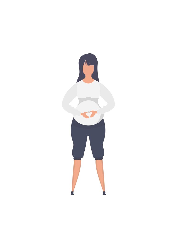 Vector mujer embarazada de longitud completa embarazo feliz ilustración de vector plano aislado