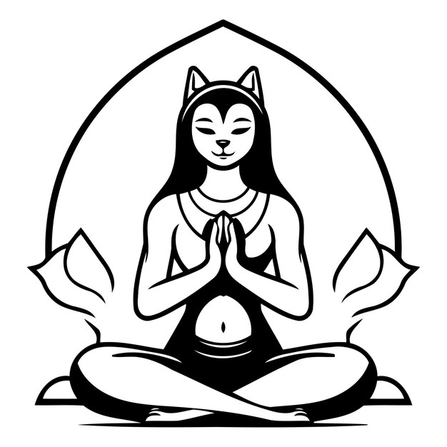 Vector mujer embarazada meditando en la posición del loto ilustración vectorial