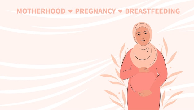 Mujer embarazada musulmana futura mamá Concepto de embarazo y maternidad