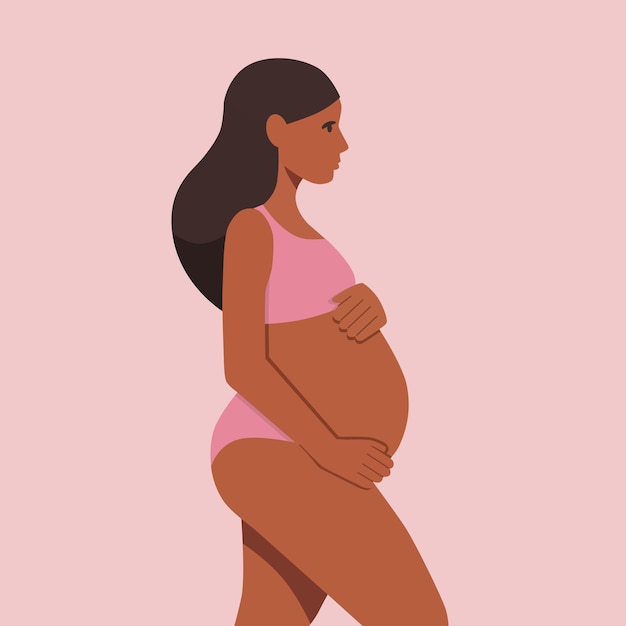 Mujer embarazada en perfil lateral