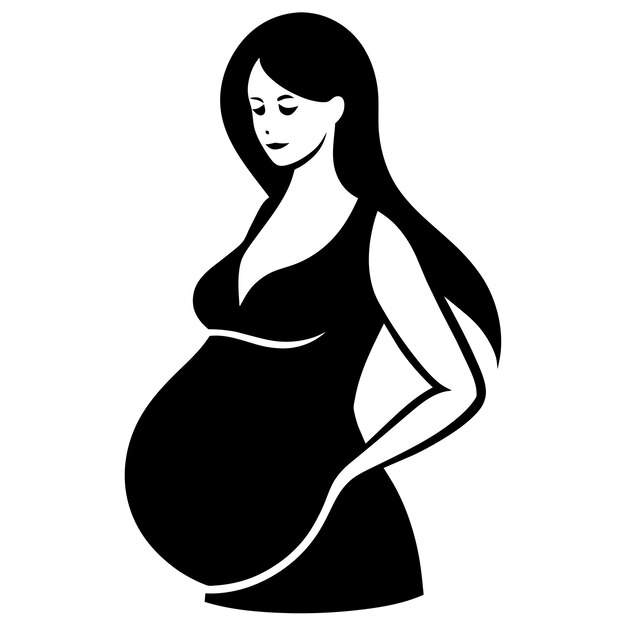 una mujer embarazada silueta vectorial de color negro fondo blanco 24
