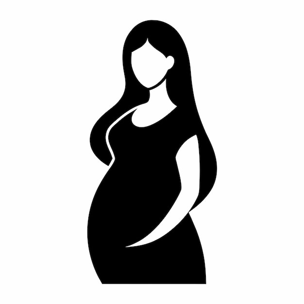 una mujer embarazada silueta vectorial color negro fondo blanco 7