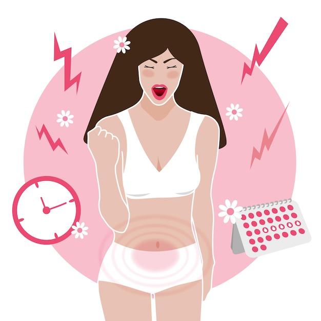 Vector mujer enojada con síndrome premenstrual