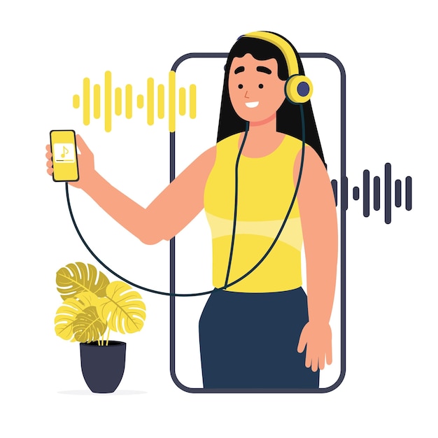 Mujer escuchando Podcast