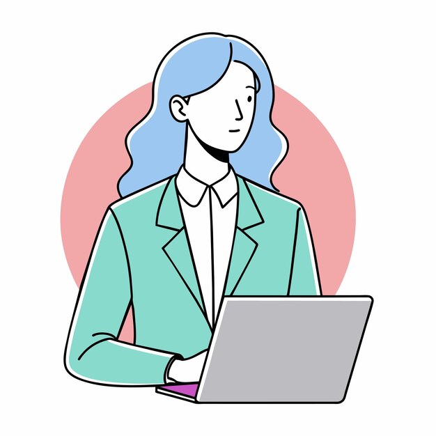 una mujer está dando una presentación con una computadora portátil