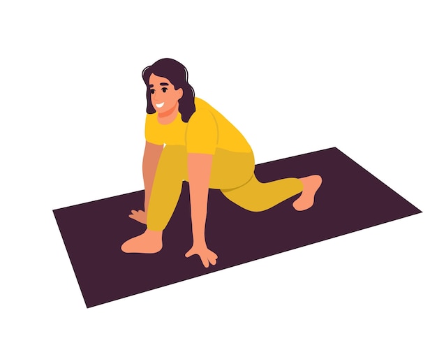 Una mujer está haciendo yoga.