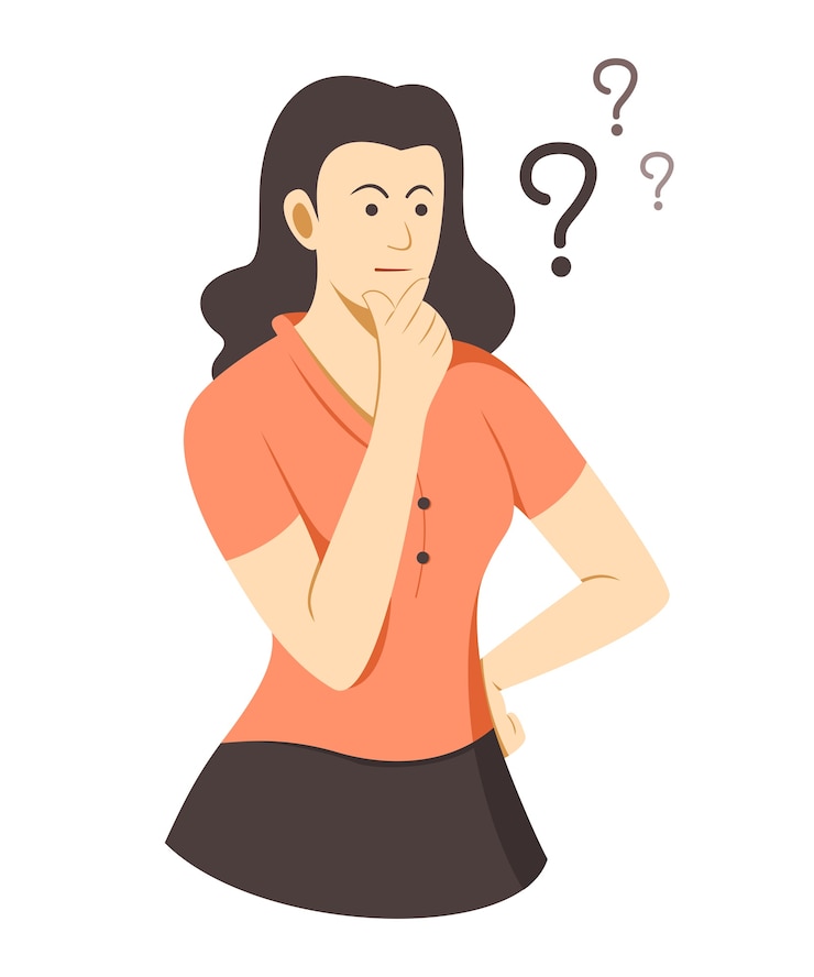 Vector la mujer está pensando en la pregunta.