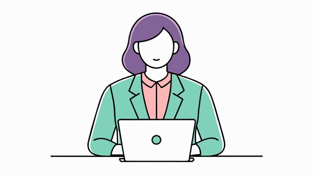 una mujer está sentada en un escritorio con un portátil y un portátil