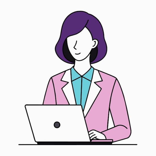una mujer está sentada en una mesa con una laptop y una mujer está mirando su laptop