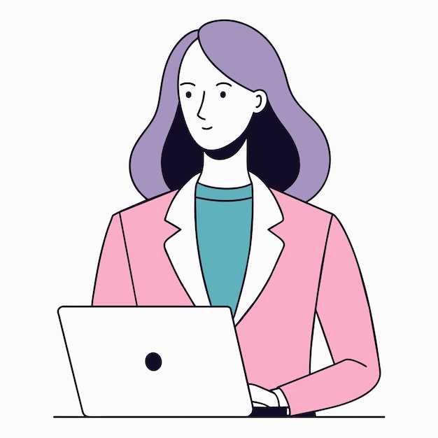 una mujer está trabajando en una computadora portátil con una foto de una mujer en ella