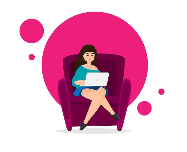 La mujer está trabajando en el vector plano de desarrollo.