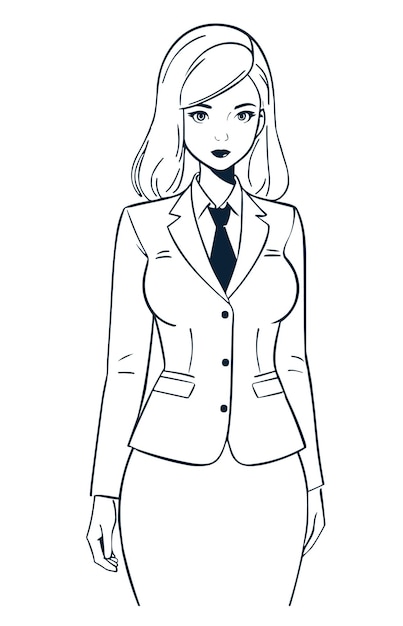 Mujer de estilo empresarial esbozó ilustración vectorial para sus proyectos