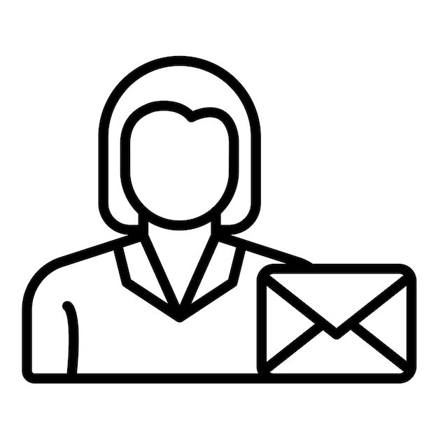 Mujer con estilo de ilustración vectorial de sobre