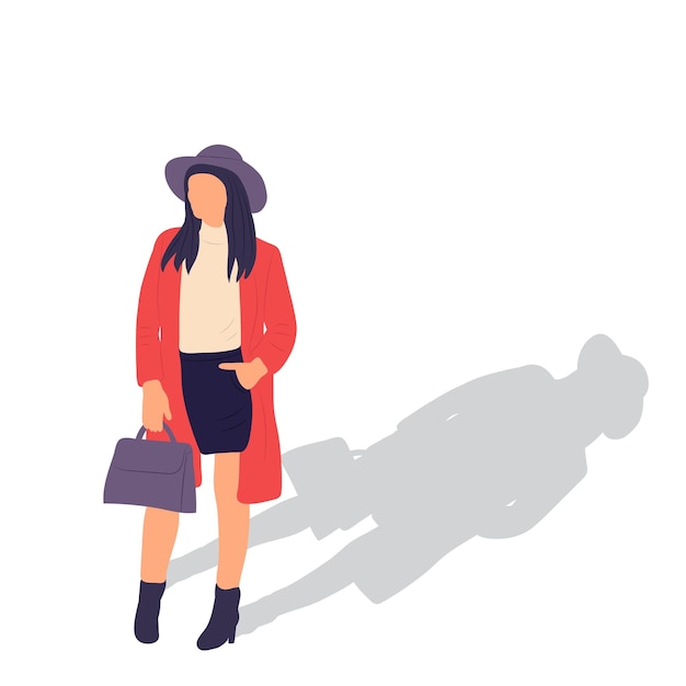 mujer en estilo plano sobre vector de fondo blanco