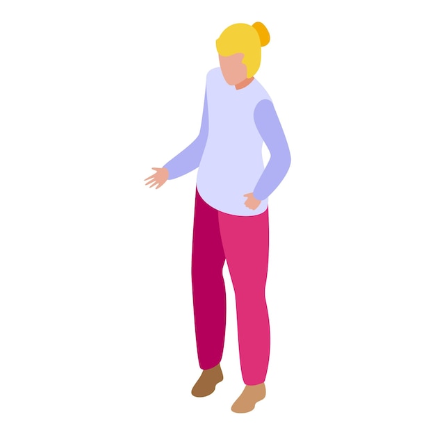 Mujer explicando algo con gestos de la mano icono isométrico