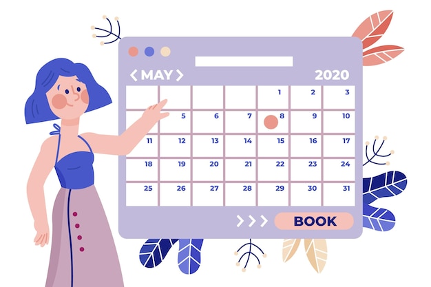 Mujer en falda y calendario organizado.