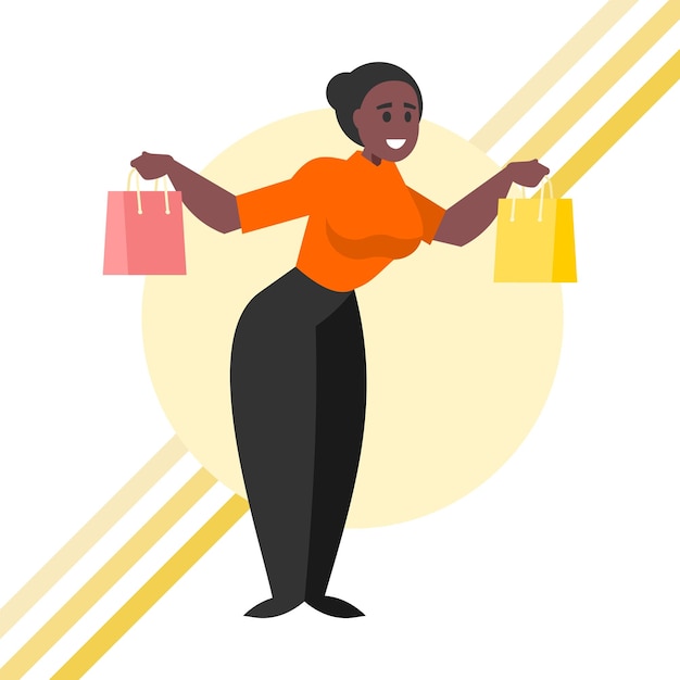 Mujer feliz con bolsas de compra