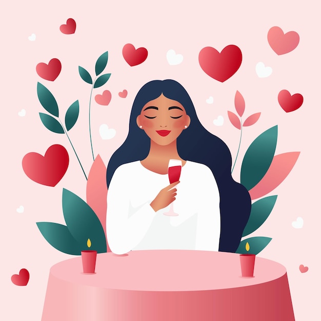 Vector mujer feliz celebrando el día de san valentín