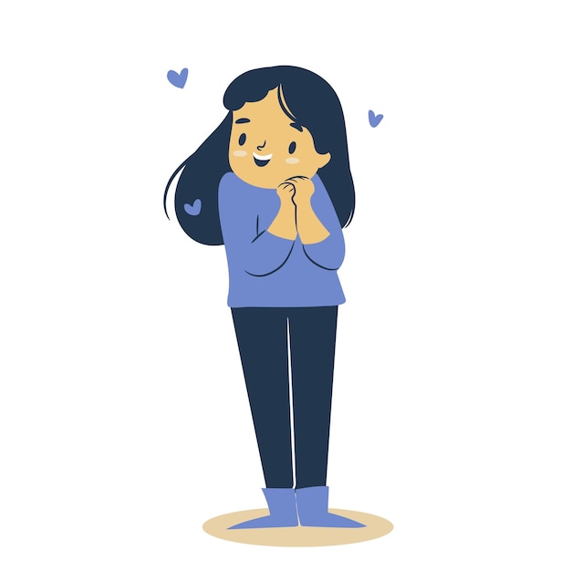 Mujer feliz enamorada Chica emocionada por algo