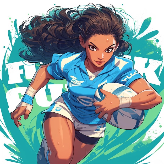 Vector una mujer de fiji está jugando al rugby