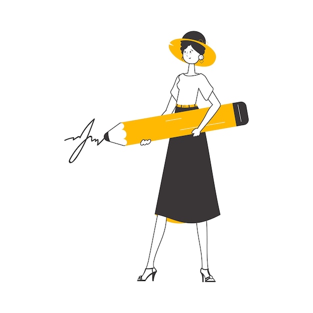 La mujer firma estilo lineal moderno Ilustración vectorial aislada