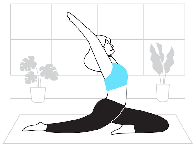 Mujer fitness en pose de yoga Ilustración vectorial en estilo plano