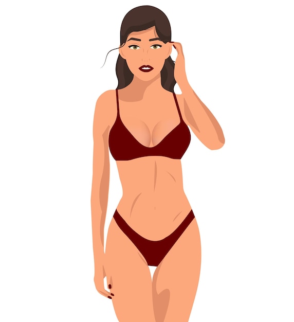 Vector mujer fitness sexy en lencería roja