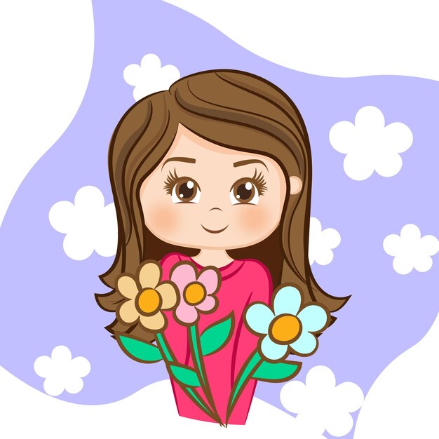 Vector mujer con flores