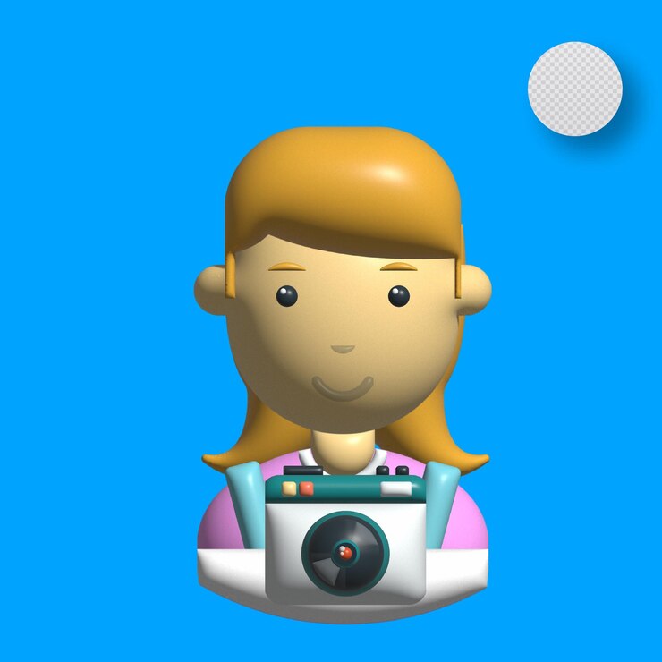 Vector la mujer fotógrafa en 3d