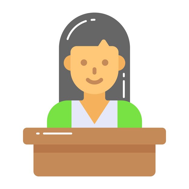 Mujer frente al escenario icono del discurso en estilo moderno