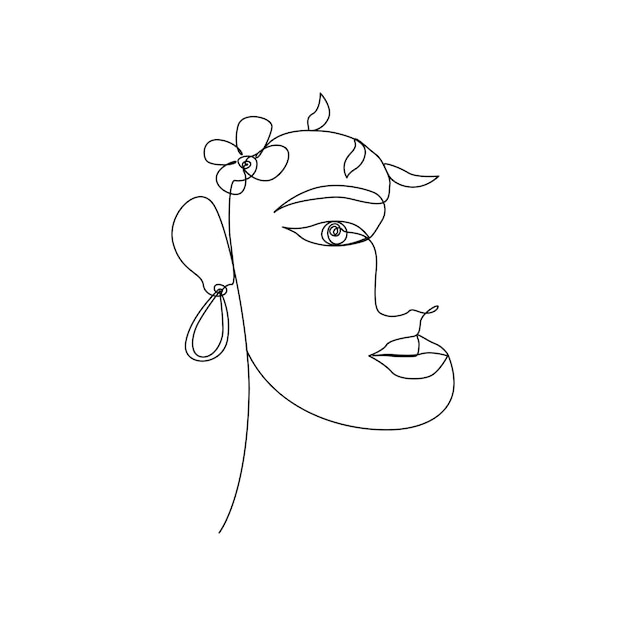 Mujer frente a una línea continua dibujando un elemento de diseño abstracto para el logotipo de belleza
