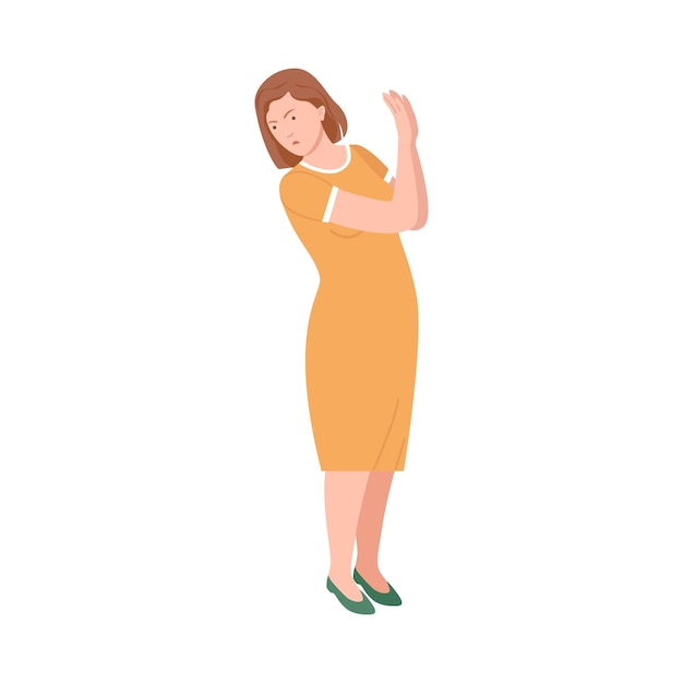 Mujer fruncida peleando y discutiendo con alguien gritando Ilustración vectorial