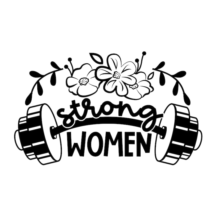 Vector mujer fuerte cartel de tipografía dibujada a mano o tarjetas frase manuscrita conceptual