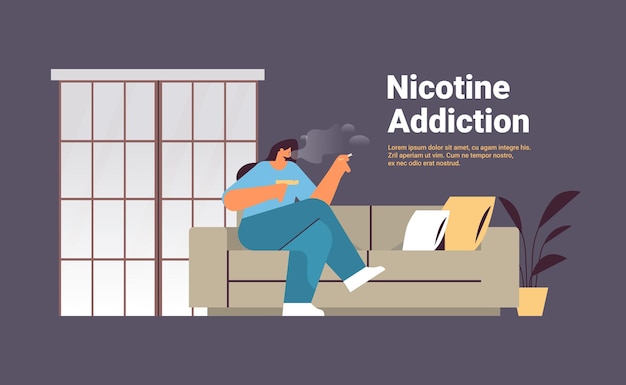 Mujer fumando cigarrillos malos hábitos estilo de vida poco saludable adicción a la nicotina concepto de no fumar