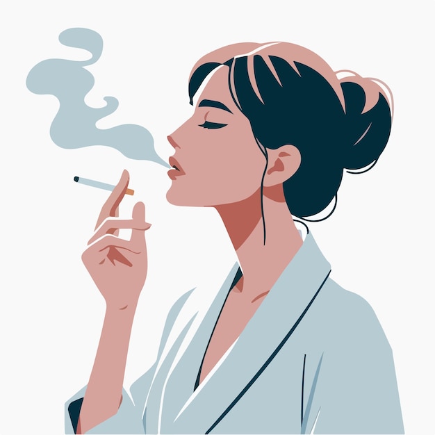 Vector mujer fumando con estilo de diseño plano