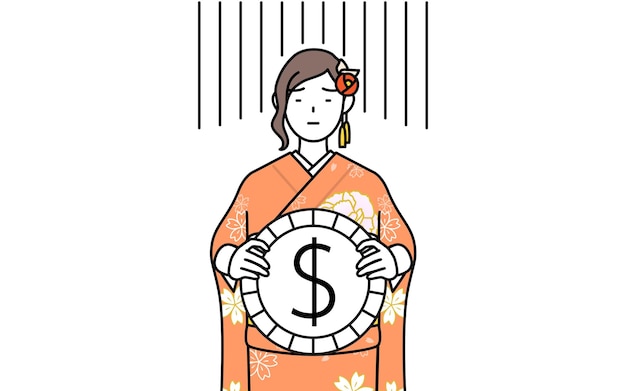 Mujer en furisode una imagen de pérdida cambiaria o depreciación del dólar