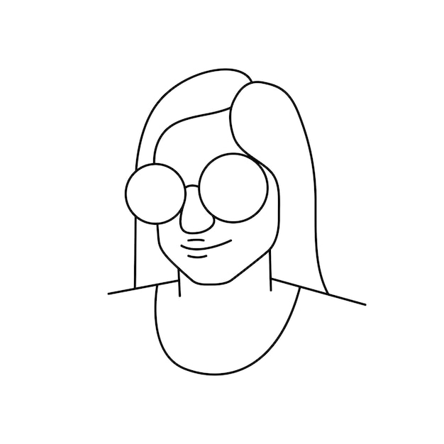 Una mujer con gafas Vector Line Art