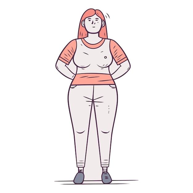 Mujer gorda con cabello rojo cuerpo femenino con sobrepeso