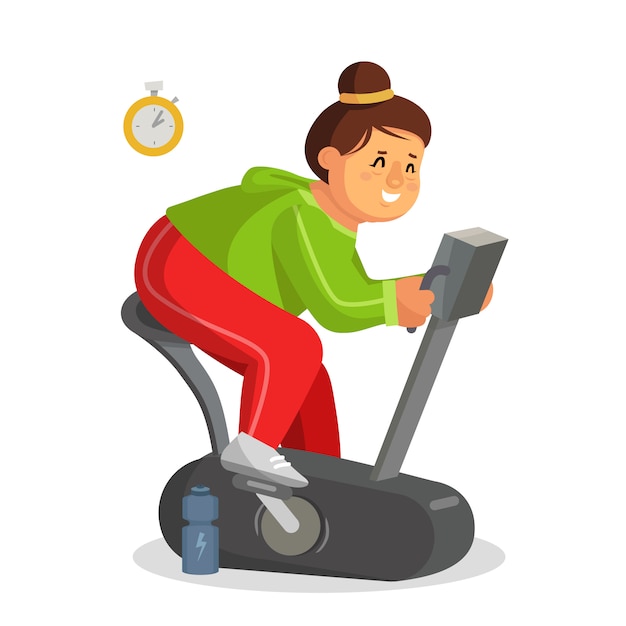 Mujer gorda trabajando en el gimnasio