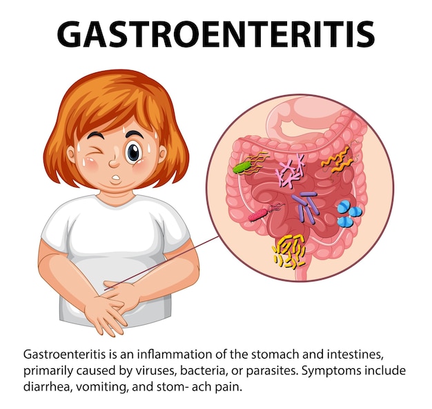 Mujer gordita con síntomas de gastroenteritis Infografía