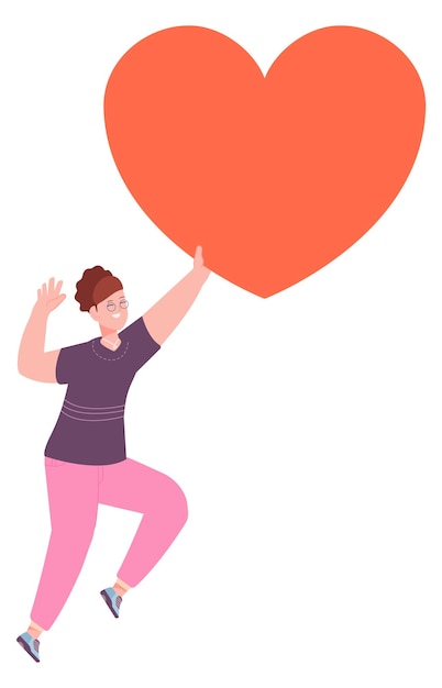 Mujer con gran corazón Apoyo social o símbolo de caridad.