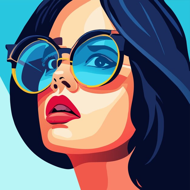 Vector mujer guapa mujer hermosa mujer dibujada a mano plana elegante pegatina de dibujos animados concepto de icono aislado