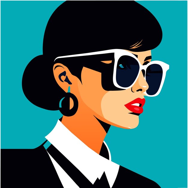 Vector mujer guapa mujer hermosa mujer dibujada a mano plana elegante pegatina de dibujos animados concepto de icono aislado