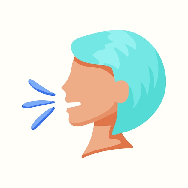 Mujer, habla, en, profile., Vector, ilustración