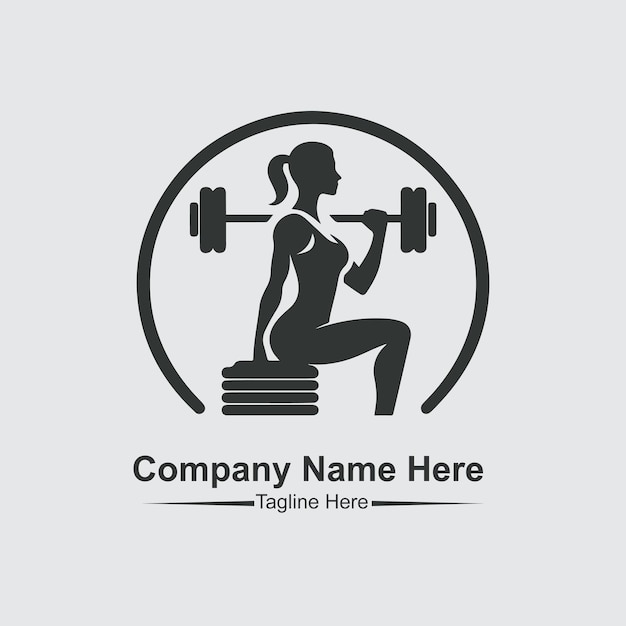 Vector la mujer hace el logotipo del gimnasio aquí